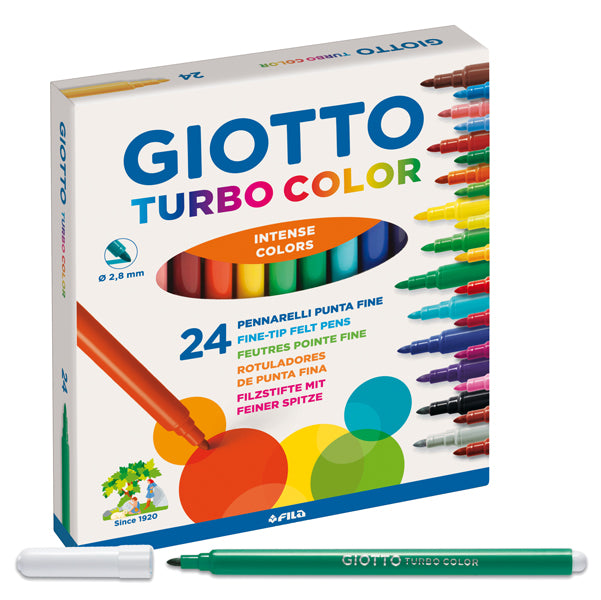 GIOTTO - 417000 - Pennarelli Turbo Color - punta D2,8mm - colori assortiti - Giotto - astuccio 24 pezzi