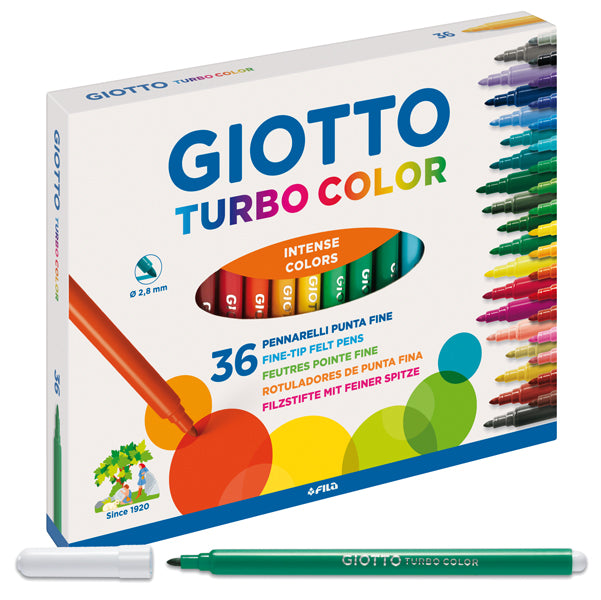 GIOTTO - 418000 - Pennarelli Turbo Color - punta D2,8mm - colori assortiti - Giotto - astuccio 36 pezzi
