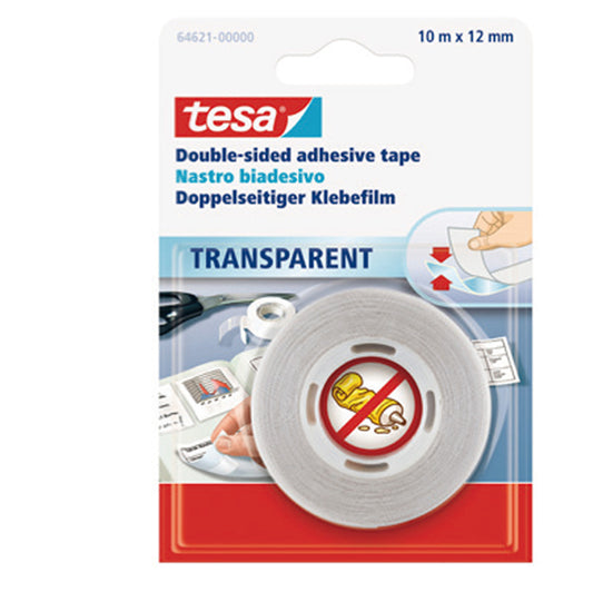 TESA - 64621-00000-08 - Nastro biadesivo - 10 m x 1,2 cm - trasparente - Tesa