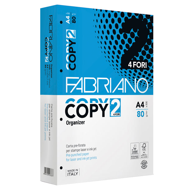 FABRIANO - 42554297 - Carta Copy 4 fori - A4 - 80 gr - bianco - Fabriano - conf. 500 fogli