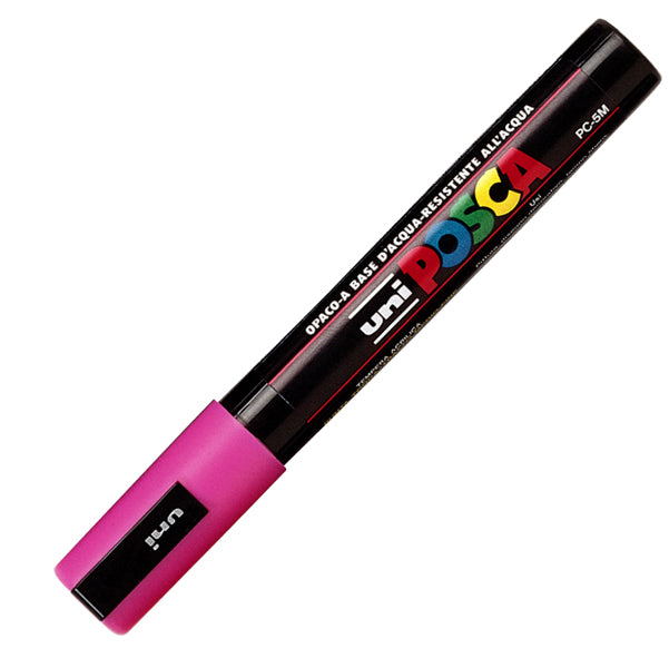 UNI MITSUBISHI - M PC5M RA - Marcatore a base d'acqua Uni Posca PC5M  - punta tonda media da 1,8mm a 2,5mm - rosa - Uni Mitsubishi