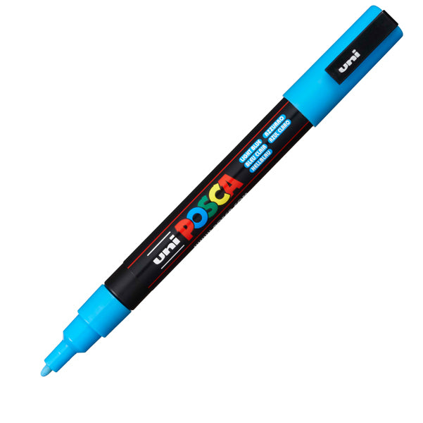 UNI MITSUBISHI - M PC3M AZ - Marcatore a base d'acqua Uni Posca PC3M  - punta fine da 0,9mm a 1,3mm - azzurro - Uni Mitsubishi
