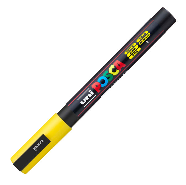 UNI MITSUBISHI - M PC3M G - Marcatore a base d'acqua Uni Posca PC3M  - punta fine da 0,9mm a 1,3mm - giallo - Uni Mitsubishi