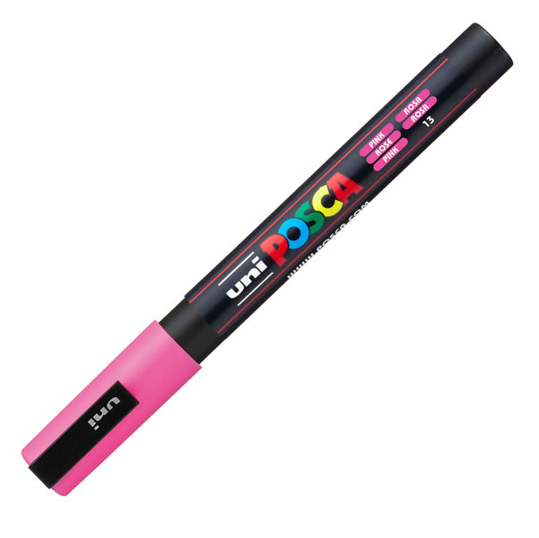 UNI MITSUBISHI - M PC3M RA - Marcatore a base d'acqua Uni Posca PC3M  - punta fine da 0,9mm a 1,3mm - rosa - Uni Mitsubishi