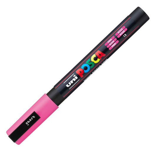 UNI MITSUBISHI - M PC3M RA - Marcatore a base d'acqua Uni Posca PC3M  - punta fine da 0,9mm a 1,3mm - rosa - Uni Mitsubishi