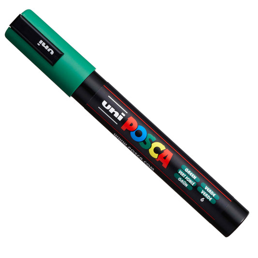 UNI MITSUBISHI - M PC5M V - Marcatore a base d'acqua Uni Posca PC5M  - punta tonda media da 1,8mm a 2,5mm - verde - Uni Mitsubishi