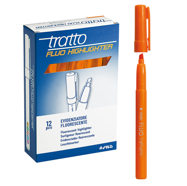 TRATTO - 733003 - Evidenziatore fluo Highlighter - punta a scalpello  - arancio - Tratto - conf. 12 pezzi