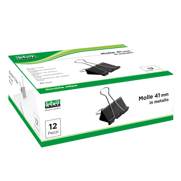 LEBEZ - 510-1 - Molla Double Clips - 4,1 cm - nero - Lebez - conf. 12 pezzi
