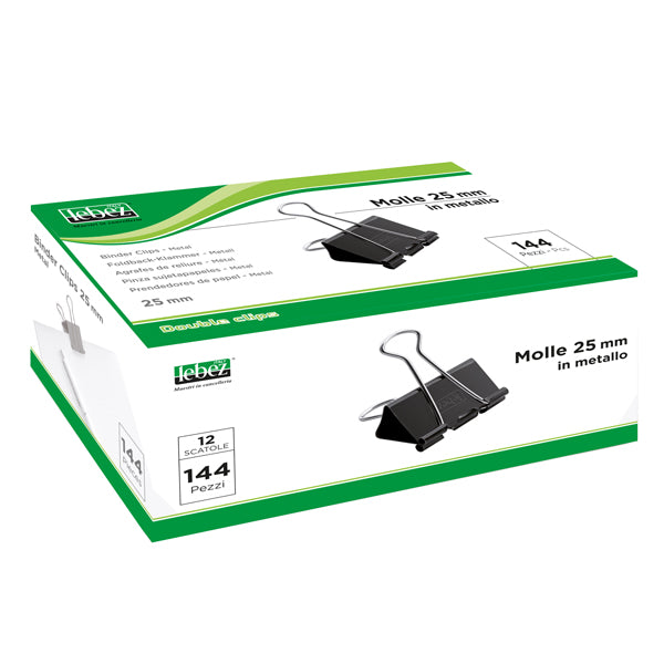 LEBEZ - 510-3 - Molla Double Clips - 2,5 cm - nero - Lebez - conf. 12 pezzi