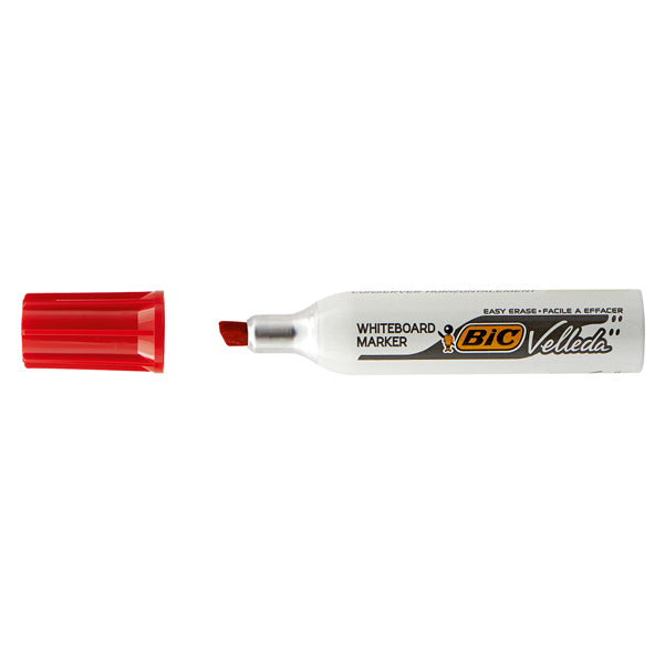 BIC - 940296 - Pennarello Whiteboard Marker Velleda 1781 - punta a scalpello da 3,2 a 5,5mm - rosso  - Bic