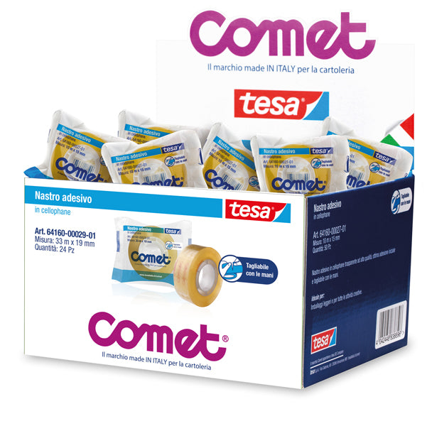 COMET - 64160-00029-01 - Nastro adesivo - 1,9 cm x 33 m - cellophane - trasparente - Comet