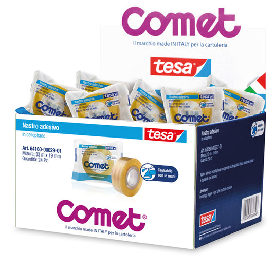 COMET - 64160-00029-01 - Nastro adesivo - 1,9 cm x 33 m - cellophane - trasparente - Comet