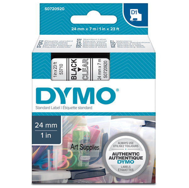DYMO - S0720920 - Nastro D1 537100 - 24 mm x 7 mt - nero-trasparente - Dymo