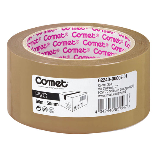 COMET - 62240-00007-01 - Nastro adesivo - 5 cm x 66 m - PVC - avana - Comet