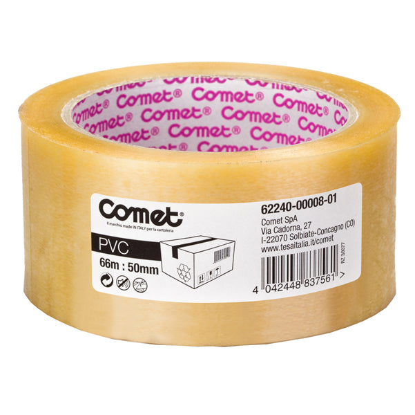 COMET - 62240-00008-01 - Nastro adesivo - 5 cm x 66 m - PVC - trasparente - Comet