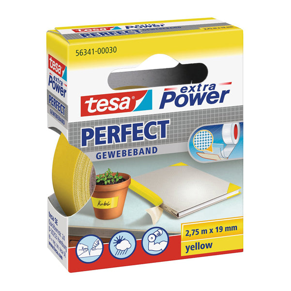 TESA - 56341-00030-04 - Nastro adesivo telato XP Perfect - 1,9 cm x 2,7 m - giallo - Tesa