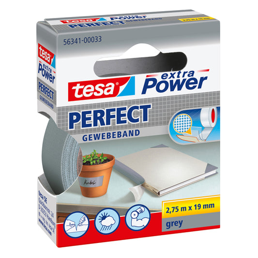 TESA - 56341-00033-04 - Nastro adesivo telato XP Perfect - 1,9 cm x 2,7 m - grigio - Tesa