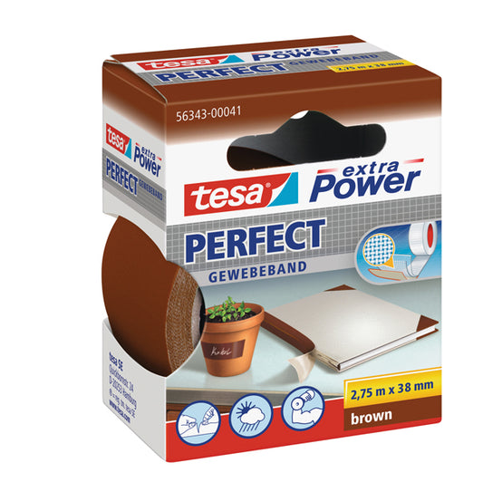 TESA - 56343-00041-04 - Nastro adesivo telato XP Perfect - 3,8 cm x 2,7 m - marrone - Tesa