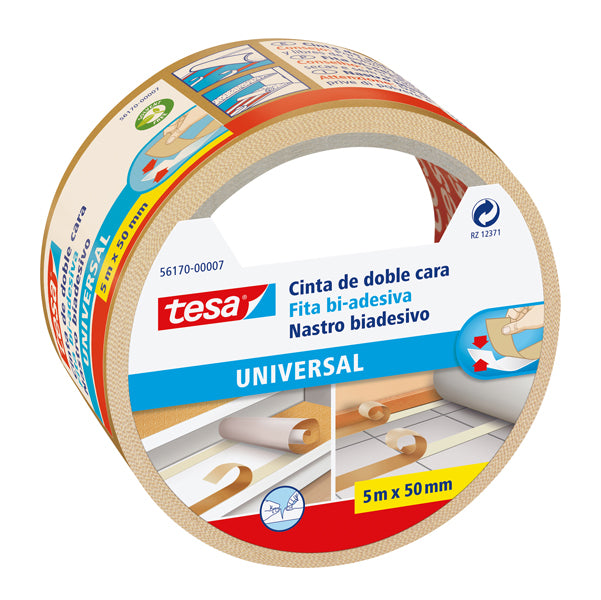 TESA - 56170-00007-12 - Nastro biadesivo - taglio facilitato - 5 cm x 5 m - bianco -Tesa
