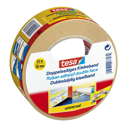 TESA - 56172-00005-12 - Nastro biadesivo - taglio facilitato - 5 cm x 25 m - bianco - Tesa