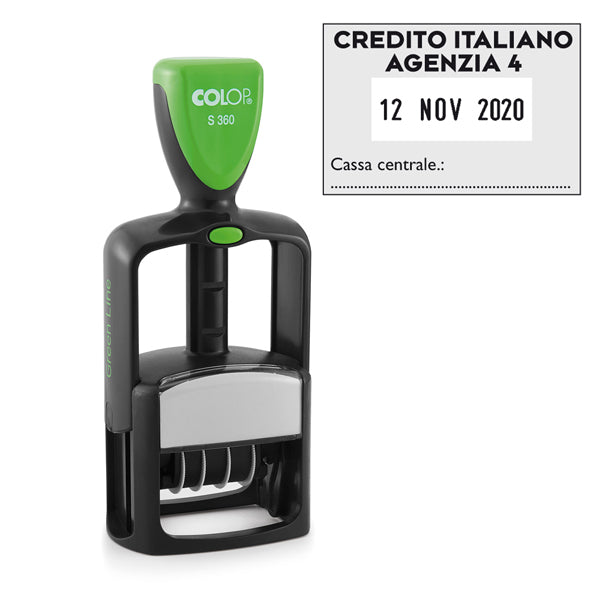 COLOP - S360 - Timbro Datario Office S 360 - autoinchiostrante - personalizzabile - 3 x 4,5 cm - Colop