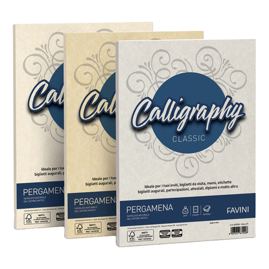 FAVINI - A69U204 - Carta Calligraphy Pergamena - A4 - 90 gr - A4 - sabbia 02 - Favini - conf. 50 fogli