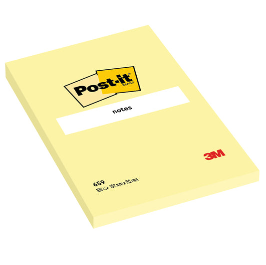 POST-IT - 7100172752 - Blocco foglietti - 659 - 102 x 152 mm - giallo Canary - 100 fogli - Post it