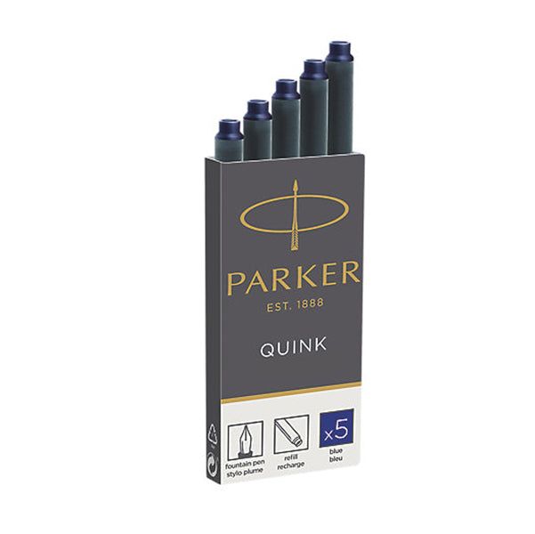 PARKER - 1950384 - Cartucce standard inchiostro Quink - lunghezza 75 mm - blu - Parker - scatola 5 pezzi