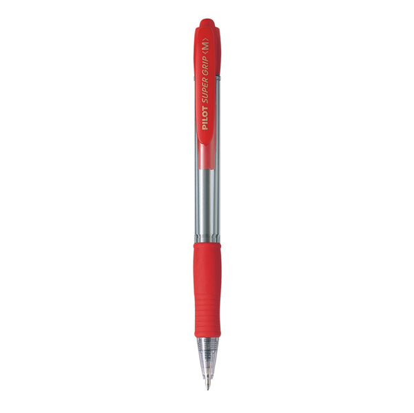 PILOT - 001442 - Penna a sfera a scatto Supergrip - punta media 1,0mm - rosso - pilot