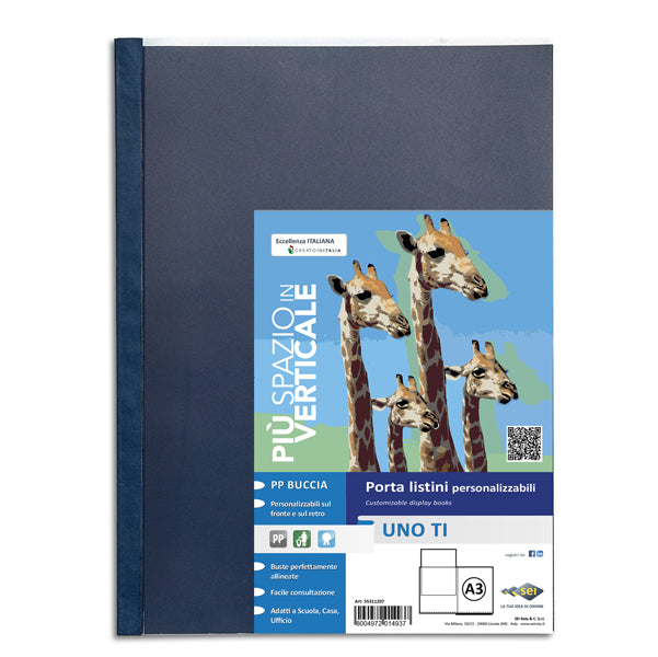 SEI ROTA - 55313607 - Portalistini personalizzabile Uno TI - 30x42 cm (libro) - 36 buste - blu - Sei Rota