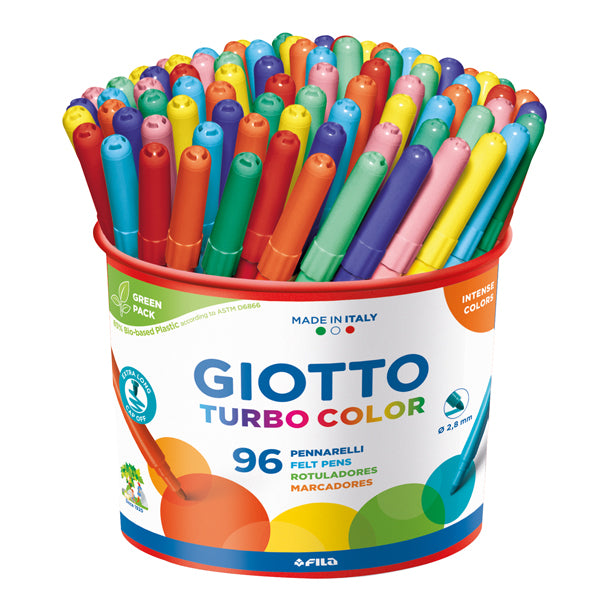 GIOTTO - 521500 - Pennarelli Turbo Color - punta D2,8mm - colori assortiti - Giotto - barattolo 96 pezzi