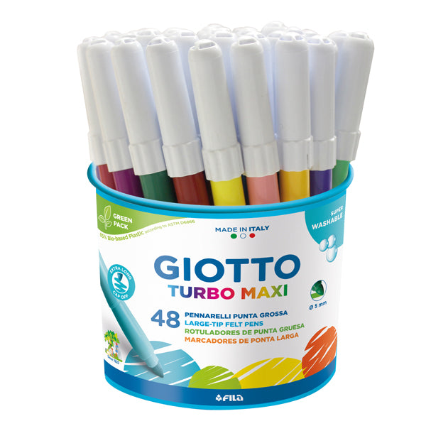 GIOTTO - 521400 - Pennarelli Turbomaxi - punta D5mm - colori assortiti - Giotto - barattolo 48 pezzi