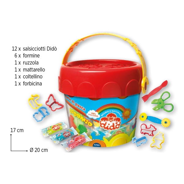 DIDO - 397800 - Pasta modellabile DiDo medio - DiDo - secchiello 12 salsicciotti con attrezzi