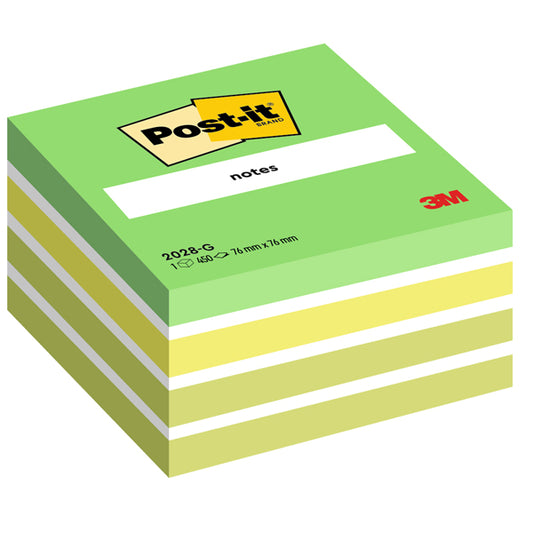 POST-IT - 7100200375 - Blocco foglietti Cubo - 2028-G - 76 x 76 mm - 72 gr - colori assortiti - 450 fogli - Post it