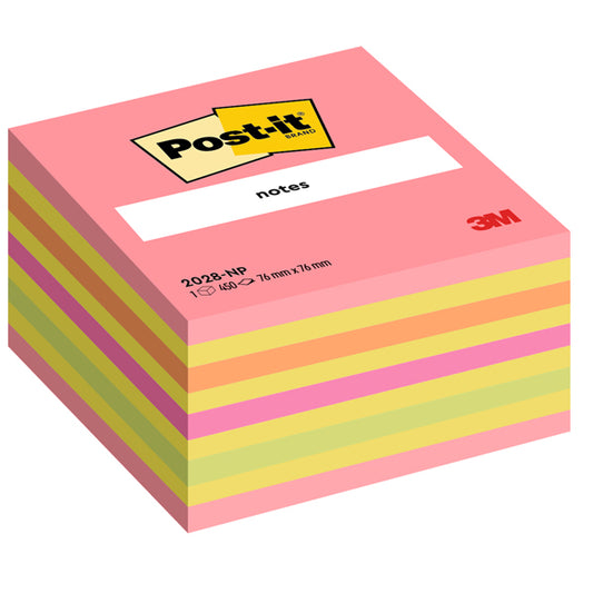 POST-IT - 7100200378 - Blocco foglietti Cubo - 2028-NP - 76 x 76 mm - 72 gr - colori assortiti - 450 fogli - Post it