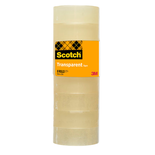 SCOTCH - 7100213205 - Nastro adesivo 508 - 1,9 cm x 33 m - trasparente - Scotch -  torre 8 rotoli