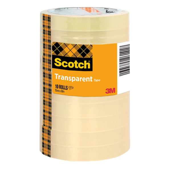 SCOTCH - 7100213177 - Nastro adesivo 508 - 1,5 cm x 66 m - trasparente - Scotch -  torre 10 rotoli