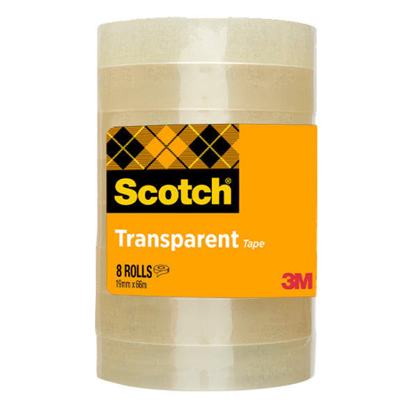 SCOTCH - 7100213204 - Nastro adesivo 508 - 1,9 cm x 66 m - trasparente - Scotch - torre 8 rotoli