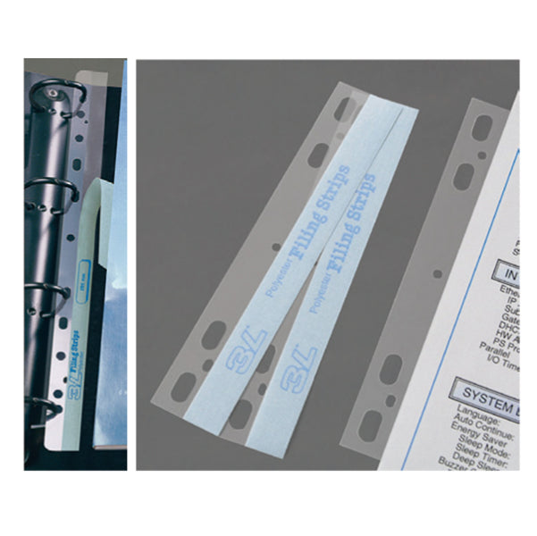 3L - S880425 - Bandelle adesive Filing Strips - 29,5 cm - bianco - 3L Office - conf. 25 pezzi