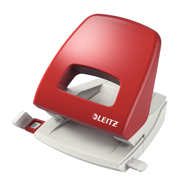 LEITZ - 50050325 - Perforatore Metal Rim 5005 - passo 8 cm - max 25 fogli - 2 fori - rosso - Leitz