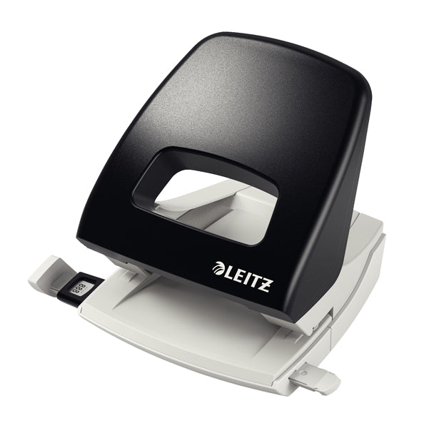 LEITZ - 50050395 - Perforatore Metal Rim 5005 - passo 8 cm - max 25 fogli - 2 fori - nero - Leitz