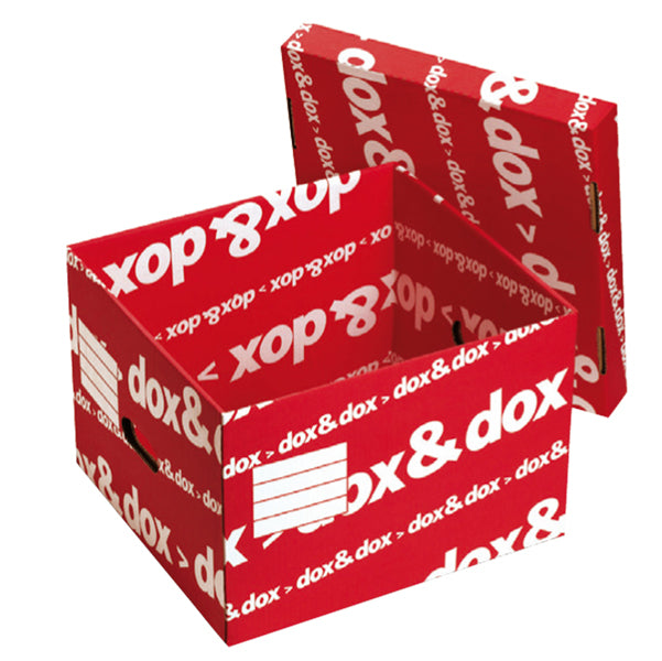 DOX - 1600175 - Scatola DoxDox - con coperchio - 39,5x28x35,5 cm - bianco e rosso - Esselte Dox