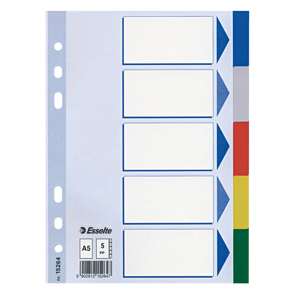 ESSELTE - 15264 - Separatore - 5 tasti colorati - PPL - A5 - multicolore - Esselte