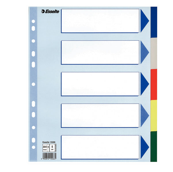 ESSELTE - 15266 - Separatore - 5 tasti colorati - PP - A4 maxi - 24,5x29,7 cm - multicolore - Esselte