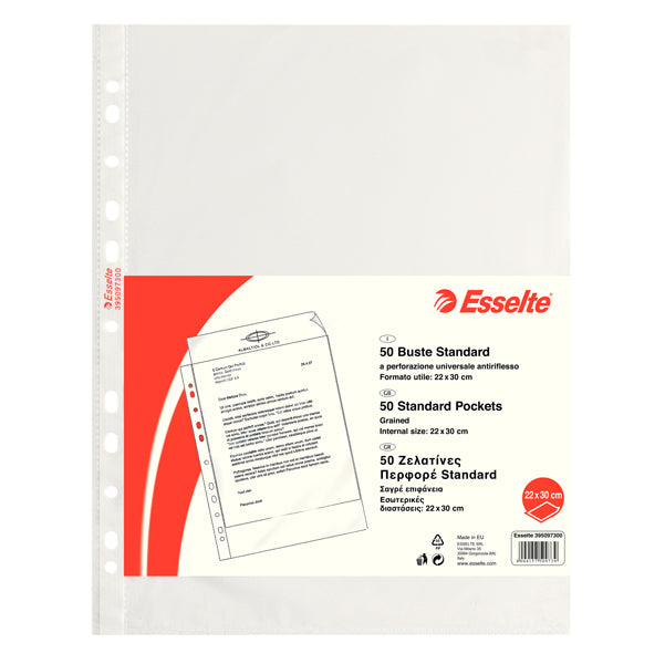 ESSELTE - 395097300 - Buste forate CopySafe - Standard - buccia - 22x30 cm - trasparente -  Esselte - conf. 50 pezzi