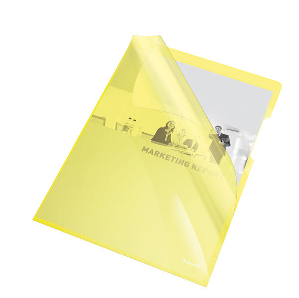 ESSELTE - 55431 - Cartelline a L - PVC - liscio - 21x29,7 cm - giallo cristallo - Esselte - conf. 25 pezzi