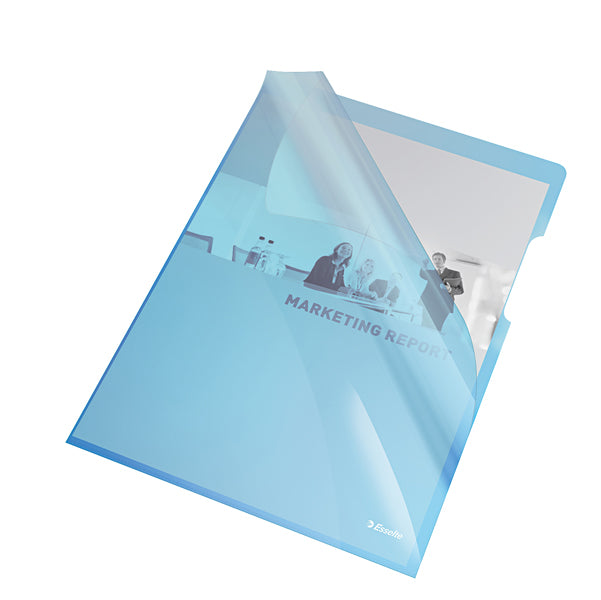 ESSELTE - 55435 - Cartelline a L - PVC - liscio - 21x29,7 cm - blu cristallo - Esselte - conf. 25 pezzi
