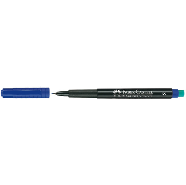 FABER-CASTELL - 152351 - Pennarello Multimark universale permanente con gomma  - punta superfine 0,4mm - blu - Faber Castell