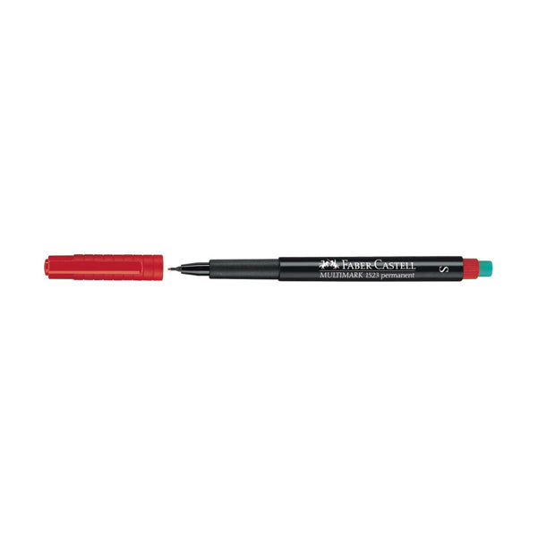 FABER-CASTELL - 152321 - Pennarello Multimark universale permanente con gomma  - punta superfine 0,4mm - rosso - Faber Castell