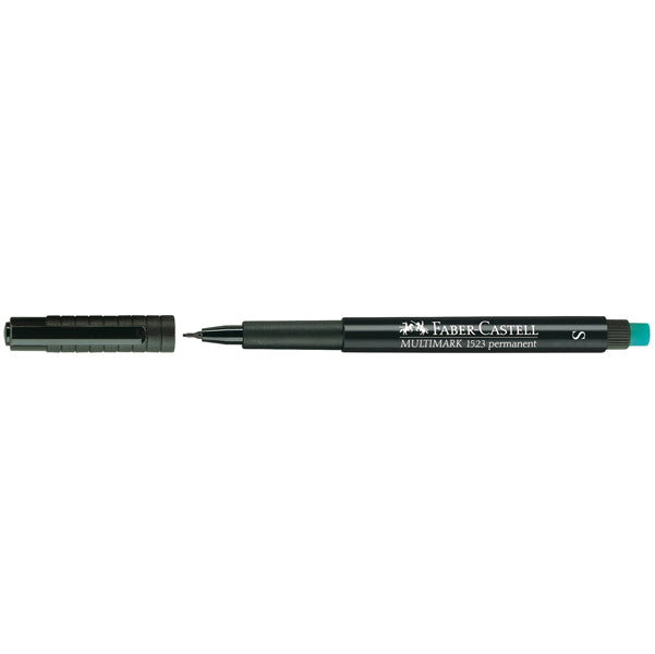 FABER-CASTELL - 151399 - Pennarello Multimark universale permanente con gomma - punta fine 0,6mm - nero - Faber Castell
